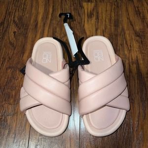 No Boundaries Criss Cross X Band Slip On Slides Sandals